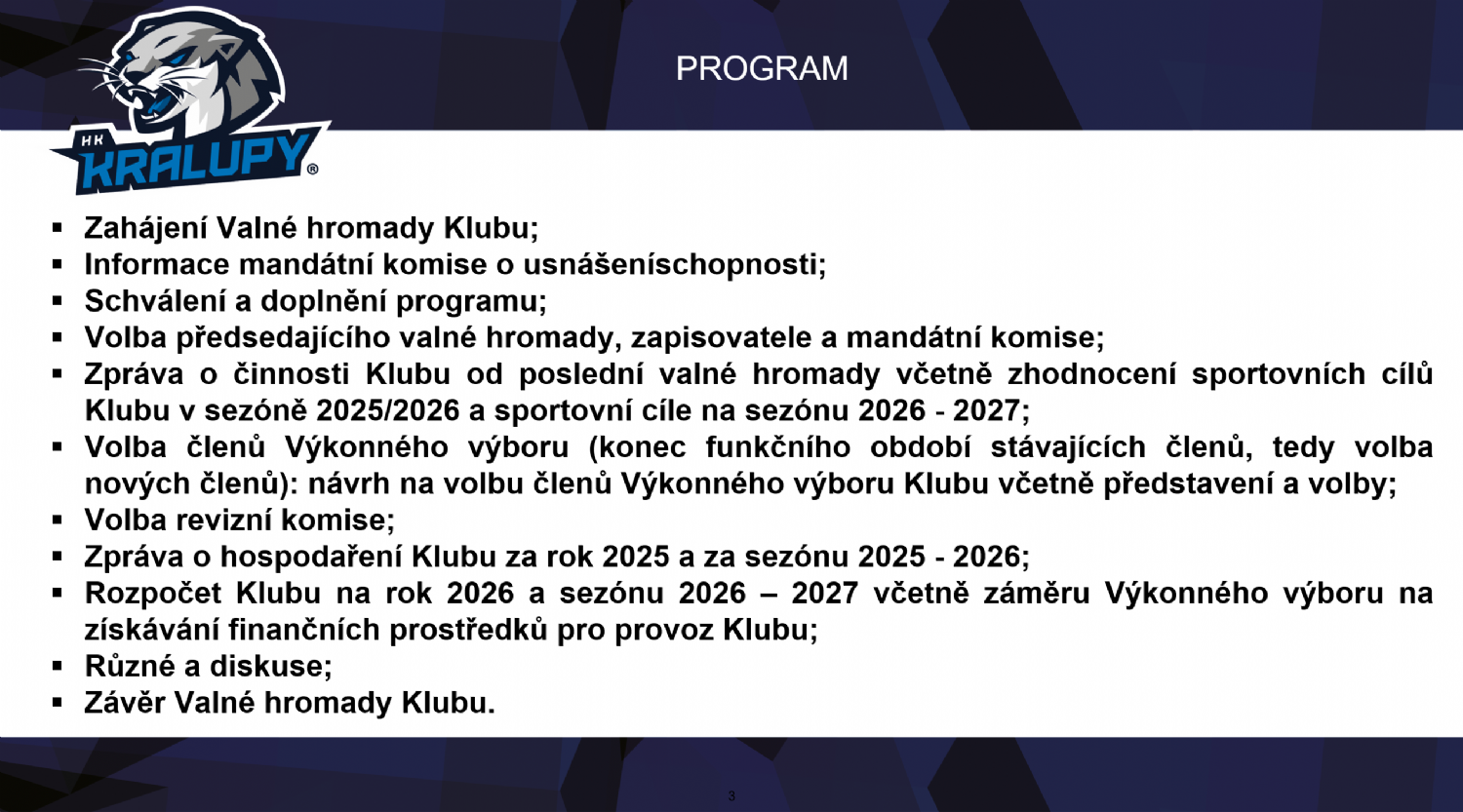 Program valné hromady